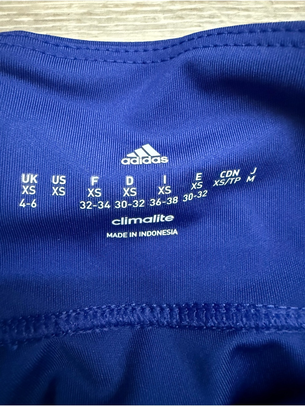 adidas Women’s XS High-Waist Athletic Leggings Royal Blue/White Interior Pocket - Picture 3 of 9